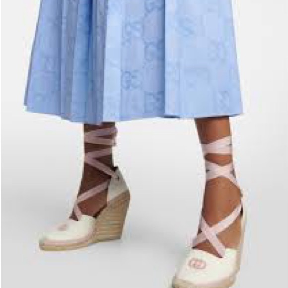 Gucci interlocking G espadrilles With Ribbon Tie platform Wedge - Picture 10 of 10